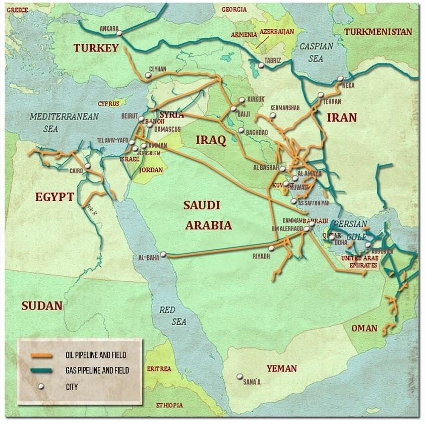 Peta Pipa Migas Timur Tengah